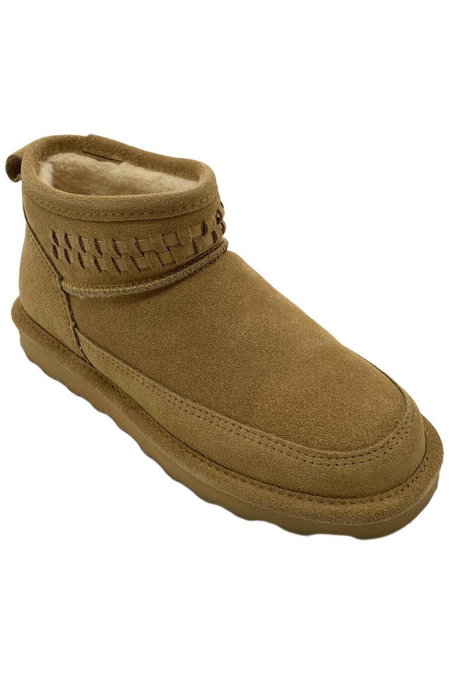 BEARPAW Marabel Woven Shaft Suede Bootie Rain/Stain Repel Iced Coffee - Wide